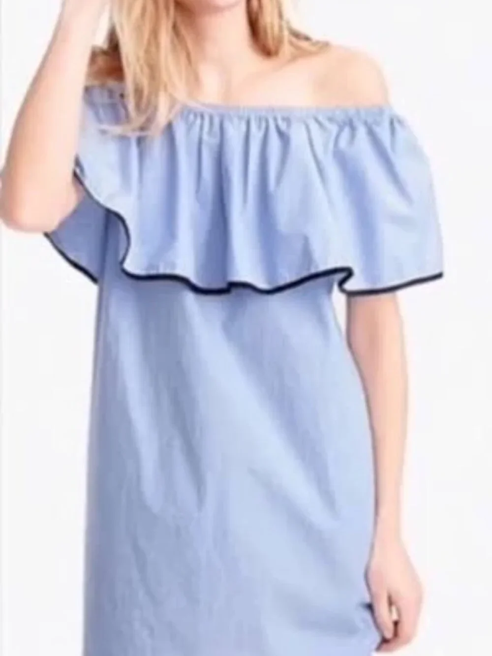 J. Crew Off-Shoulder Ruffled Cotton Mini Dress, S